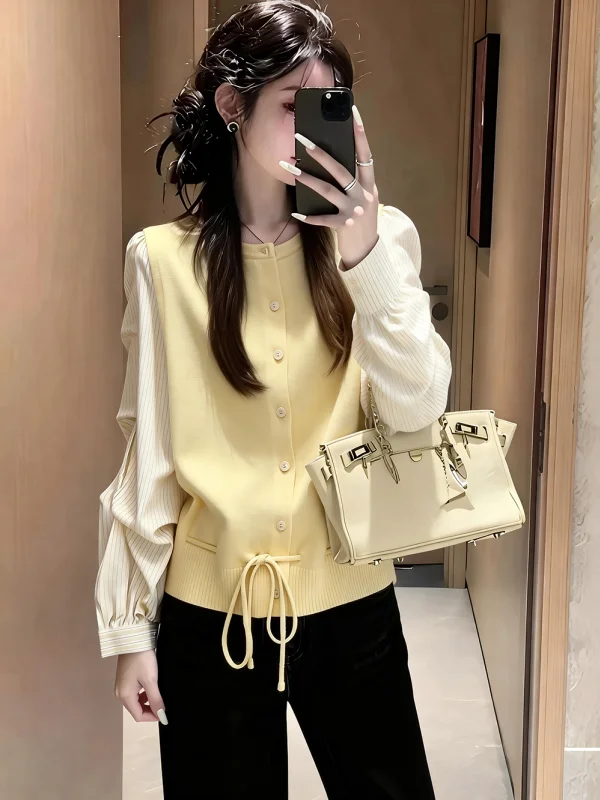 Fashionable Street Style Women's Summer Shirt Slimming Elegant Trendy Fake Two-Piece Long Sleeve Casual Loose Fit Top for Girls
Fashionable Street Style Women's Summer Shirt Slimming Elegant Trendy Fake Two-Piece Long Sleeve Casual Loose Fit Top for Girls