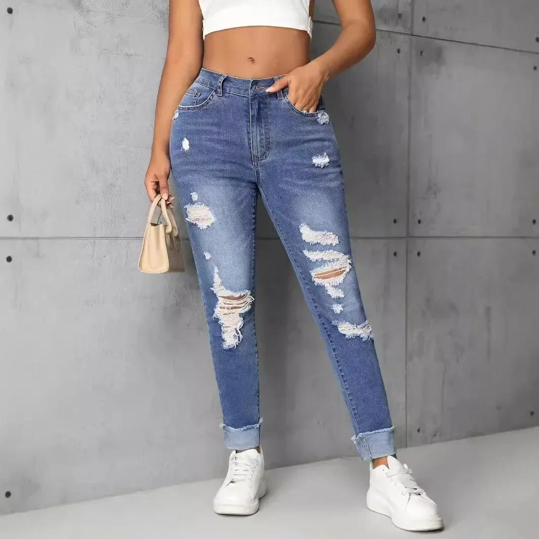 Pencil Pants Distressed Hole Ripped Jeans High Waist Washed Jean Pockets Streetwear Sheath Ankle Length Denim Pant Skinny
Pencil Pants Distressed Hole Ripped Jeans High Waist Washed Jean Pockets Streetwear Sheath Ankle Length Denim Pant Skinny