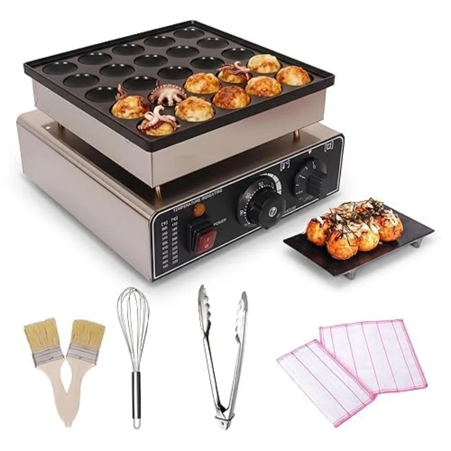 Commercial pancake maker for breakfast and snack stalls: 25-hole 900W electric non-stick griddle with precise temperature contr
Commercial pancake maker for breakfast and snack stalls: 25-hole 900W electric non-stick griddle with precise temperature contr