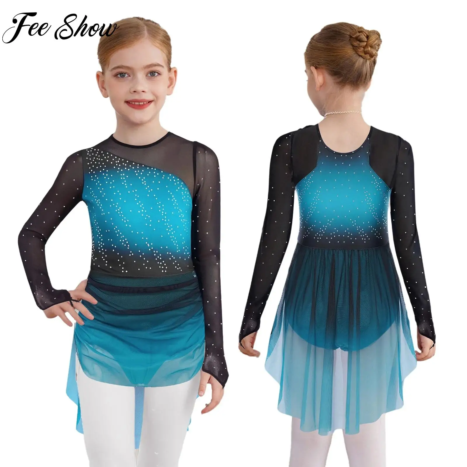 Kids Girl Lyrical Dance Figure Skating Costume Long Sleeves Rhinestones Mesh Color Block Gradient Ballet Leotard Dress Dancewear
Kids Girl Lyrical Dance Figure Skating Costume Long Sleeves Rhinestones Mesh Color Block Gradient Ballet Leotard Dress Dancewear