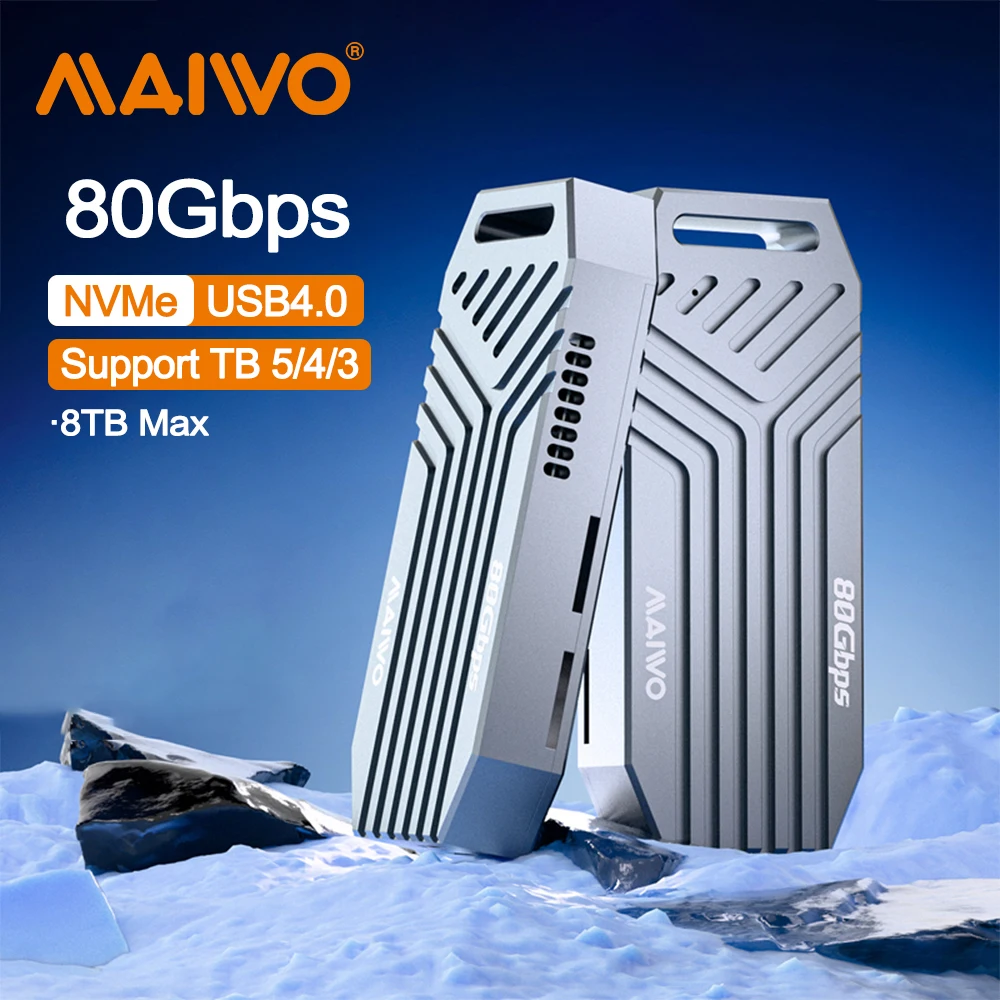 MAIWO 80Gbps M2 SSD Enclosure Aluminum USB4 NVMe Case for 2280 Compatible with Thunderbolt 5/4/3 M.2 SSD Adapter Support 8TB Max
MAIWO 80Gbps M2 SSD Enclosure Aluminum USB4 NVMe Case for 2280 Compatible with Thunderbolt 5/4/3 M.2 SSD Adapter Support 8TB Max