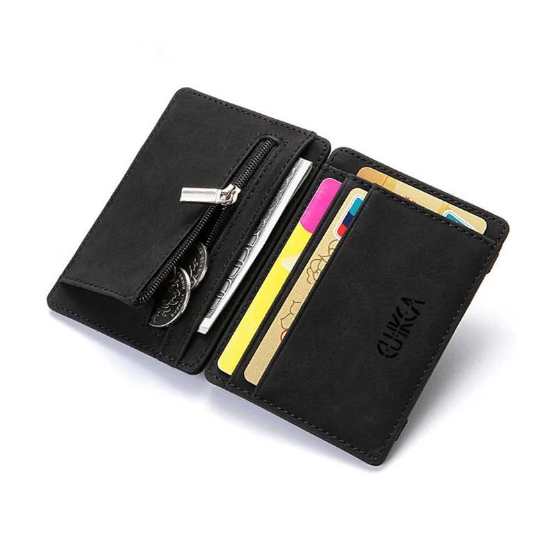 Ultra thin new men's PU leather mini magic wallet zipper change bag plastic credit card box holder
Ultra thin new men's PU leather mini magic wallet zipper change bag plastic credit card box holder