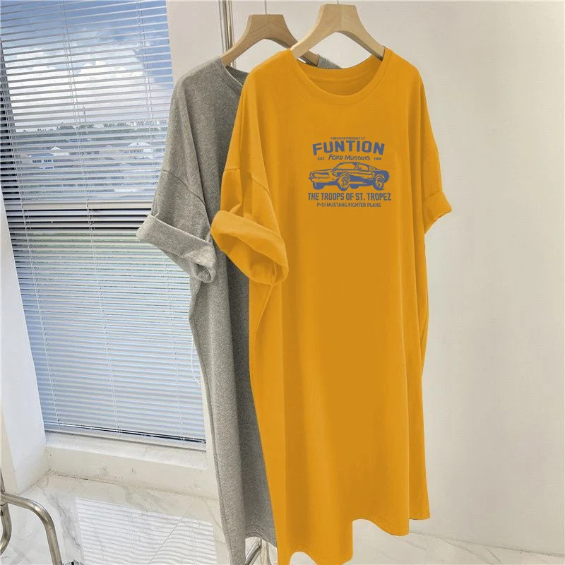 Women Clothing Cartoon Letter Printed Basic Overknee Tunic, Vintage O-neck Short Sleeve Dress, Summer Loose Casual Dresses
Women Clothing Cartoon Letter Printed Basic Overknee Tunic, Vintage O-neck Short Sleeve Dress, Summer Loose Casual Dresses