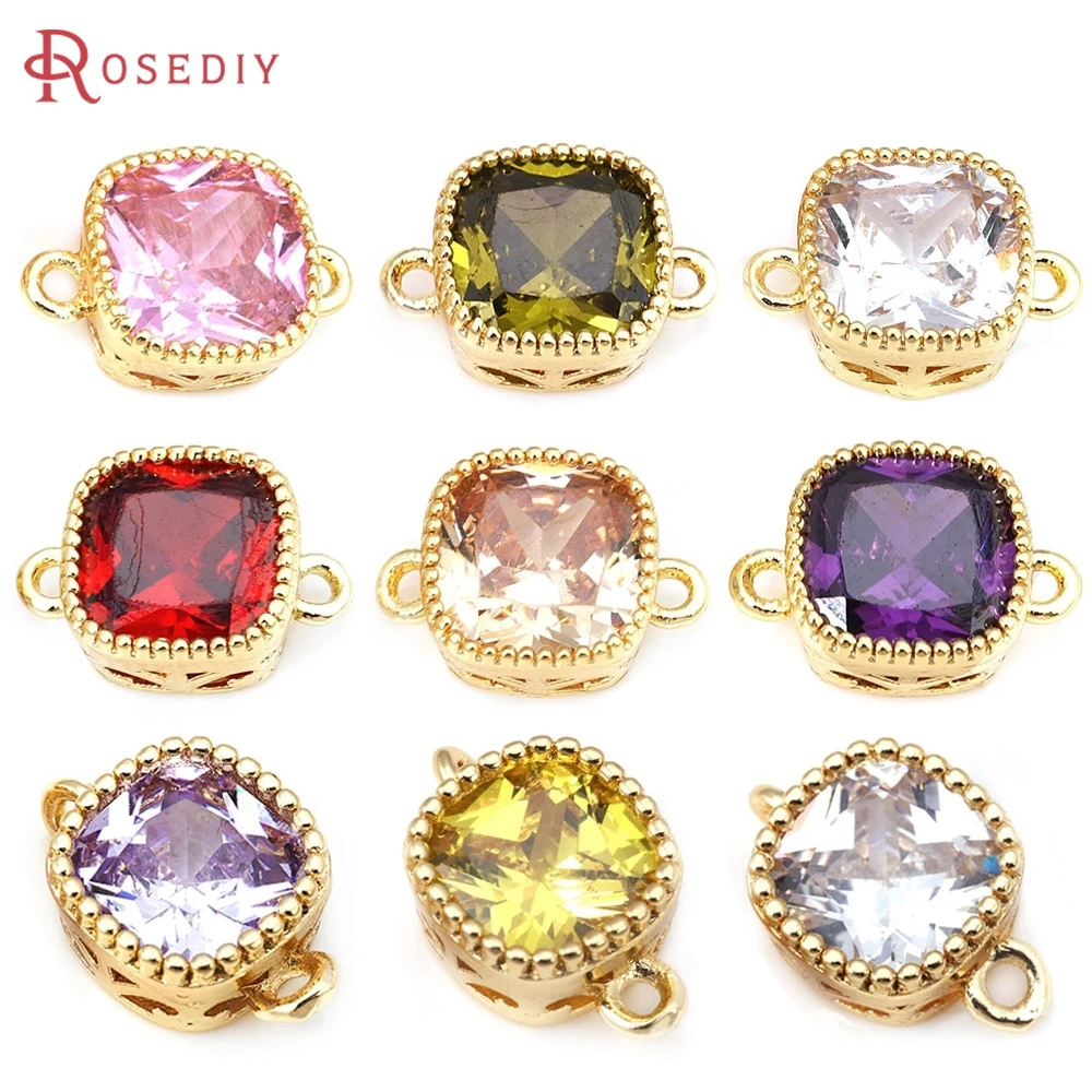 7MM 8.5MM 18K Gold Color Brass and Zircon 2 Holes Square Connect Charms Pendants High Quality Jewelry Making Necklace Earrings
7MM 8.5MM 18K Gold Color Brass and Zircon 2 Holes Square Connect Charms Pendants High Quality Jewelry Making Necklace Earrings