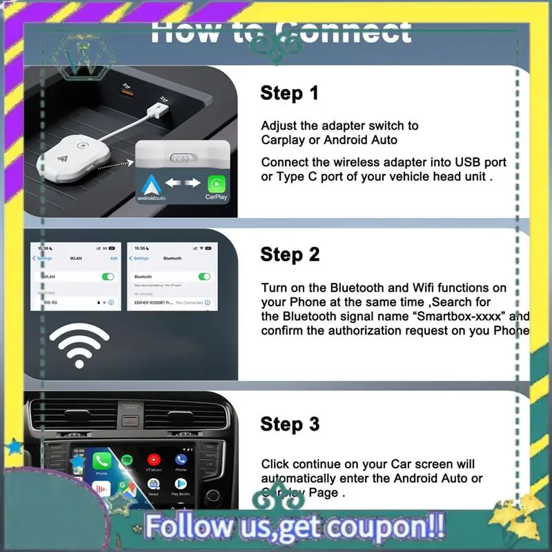 НОВЫЙ беспроводной адаптер Carplay Android Auto Adapter Plug & Play Dongle, для всех проводных автомобилей Carplay IOS 10+ телефонов Android 11+
НОВЫЙ беспроводной адаптер Carplay Android Auto Adapter Plug & Play Dongle, для всех проводных автомобилей Carplay IOS 10+ телефонов Android 11+