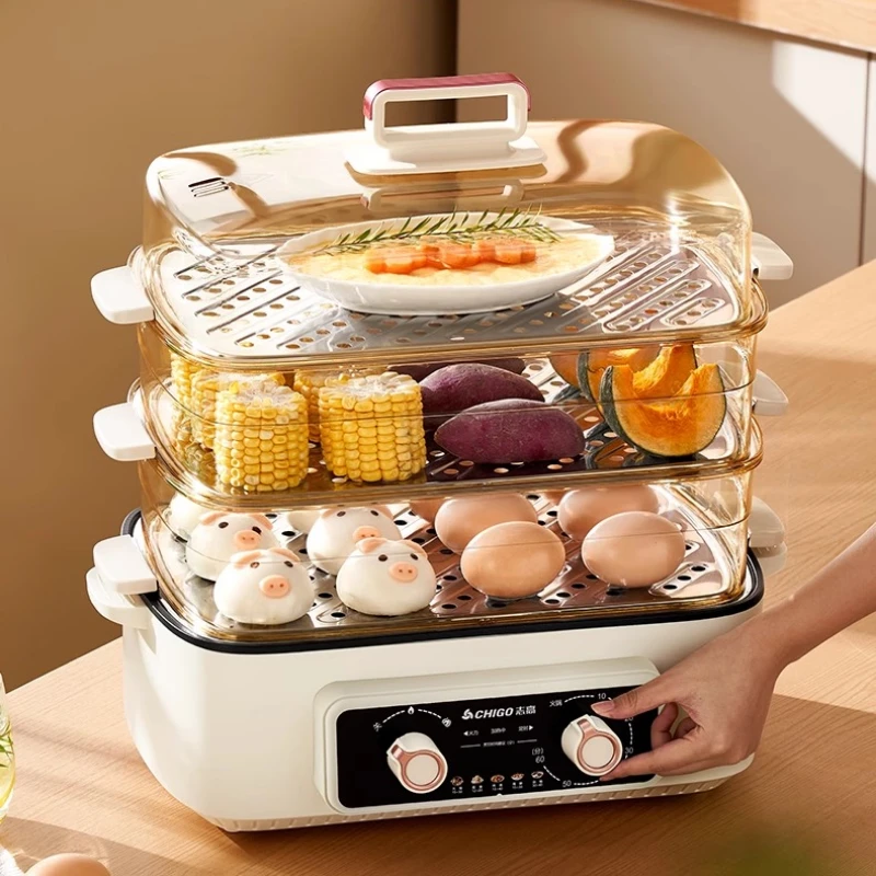 Household electric steamer 1200w anti-dry burning, three layer cooking integrated large capacity electric hot pot steamer pot
Household electric steamer 1200w anti-dry burning, three layer cooking integrated large capacity electric hot pot steamer pot