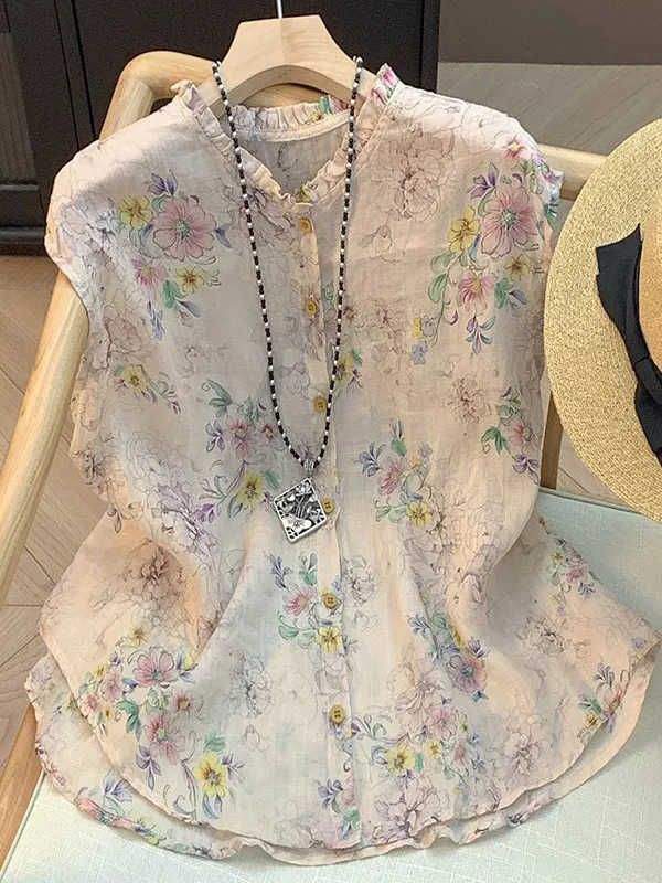 Unique Floral Print Off-Shoulder Sleeveless Shirt Women's Summer Fashionable Anti-Aging High-End Wood Grain Small Shirt
Unique Floral Print Off-Shoulder Sleeveless Shirt Women's Summer Fashionable Anti-Aging High-End Wood Grain Small Shirt