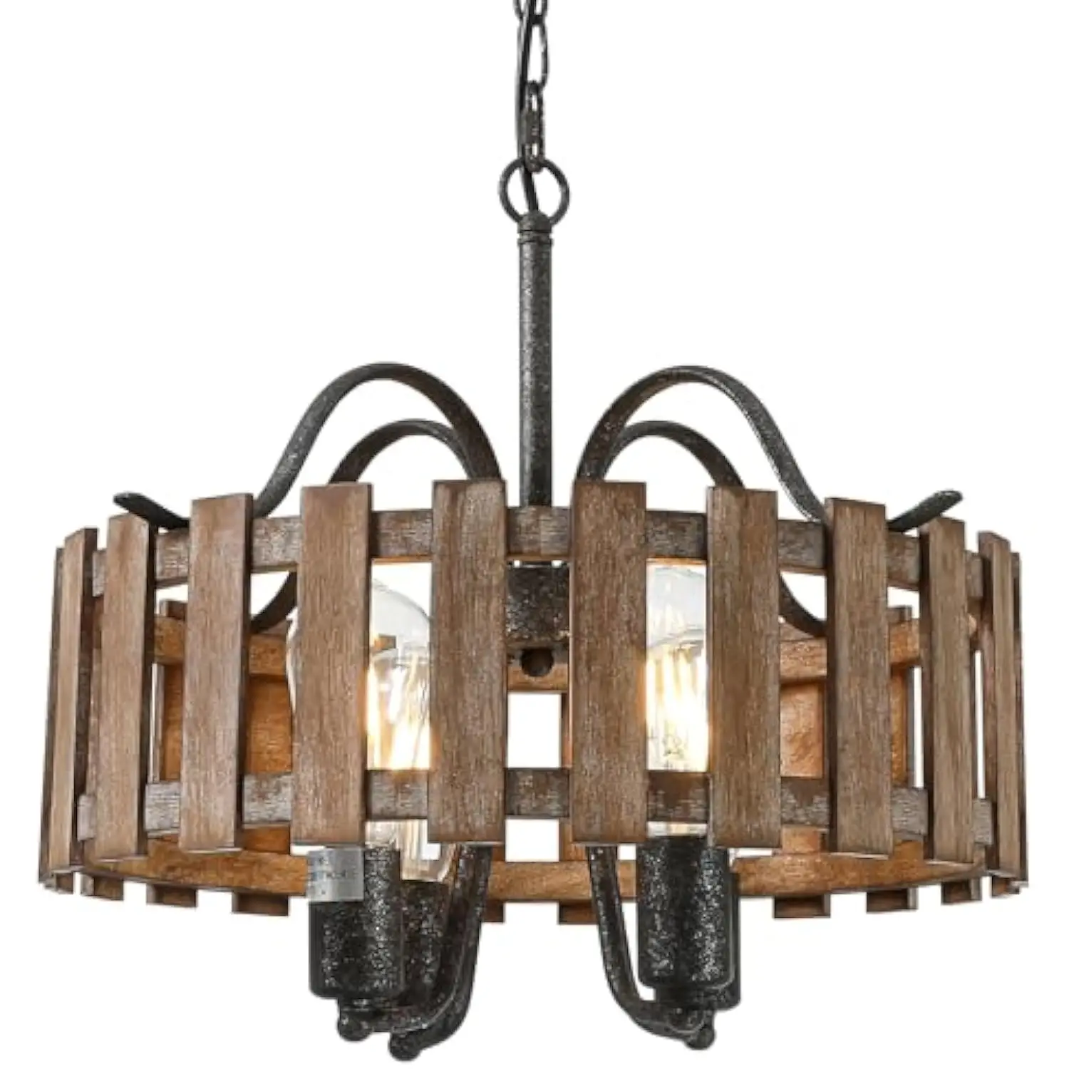4-Light Farmhouse Wood Chandelier Light Fixture, 16.5'' Rustic Industrial Drum Hanging Pendant Lighting for Kitchen Island Dini
4-Light Farmhouse Wood Chandelier Light Fixture, 16.5'' Rustic Industrial Drum Hanging Pendant Lighting for Kitchen Island Dini