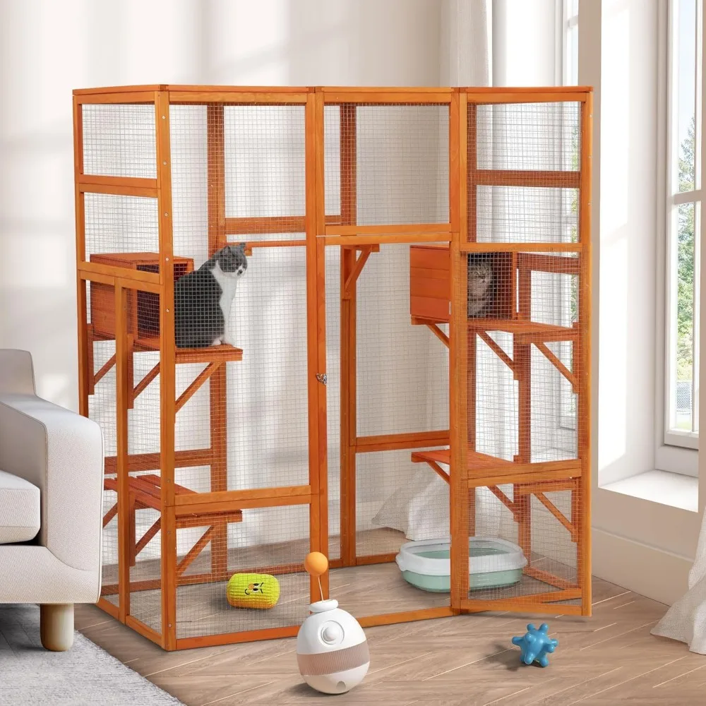 Catio Outdoor Cat Enclosure, Large Wood Cat Cage with Sunlight Top Panel, Perches, Sleeping Boxes, Wooden Cat Cage Condo Indoor
Catio Outdoor Cat Enclosure, Large Wood Cat Cage with Sunlight Top Panel, Perches, Sleeping Boxes, Wooden Cat Cage Condo Indoor