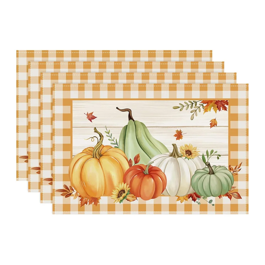 Fall Pumpkins Maple Leaf Buffalo Plaid Linen Placemats Table Decor Reusable Kitchen Dining Place Mat Holiday Party Decor
Fall Pumpkins Maple Leaf Buffalo Plaid Linen Placemats Table Decor Reusable Kitchen Dining Place Mat Holiday Party Decor