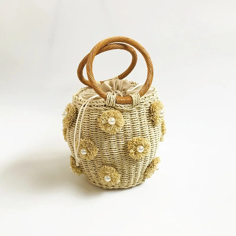 EcoWander Design Handmade Weaving Pearl Bucket Bag Bohemian Style Women Handbag Summer Holiday Beach Ladies Straw Bag
EcoWander Design Handmade Weaving Pearl Bucket Bag Bohemian Style Women Handbag Summer Holiday Beach Ladies Straw Bag