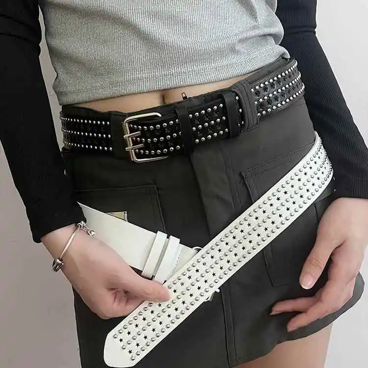 Trendy Punk Style Star Embellished Wide Waist Belt for Women Double Row Buckle Waist Seal Hot Girl Y2K Leather Belt
Trendy Punk Style Star Embellished Wide Waist Belt for Women Double Row Buckle Waist Seal Hot Girl Y2K Leather Belt