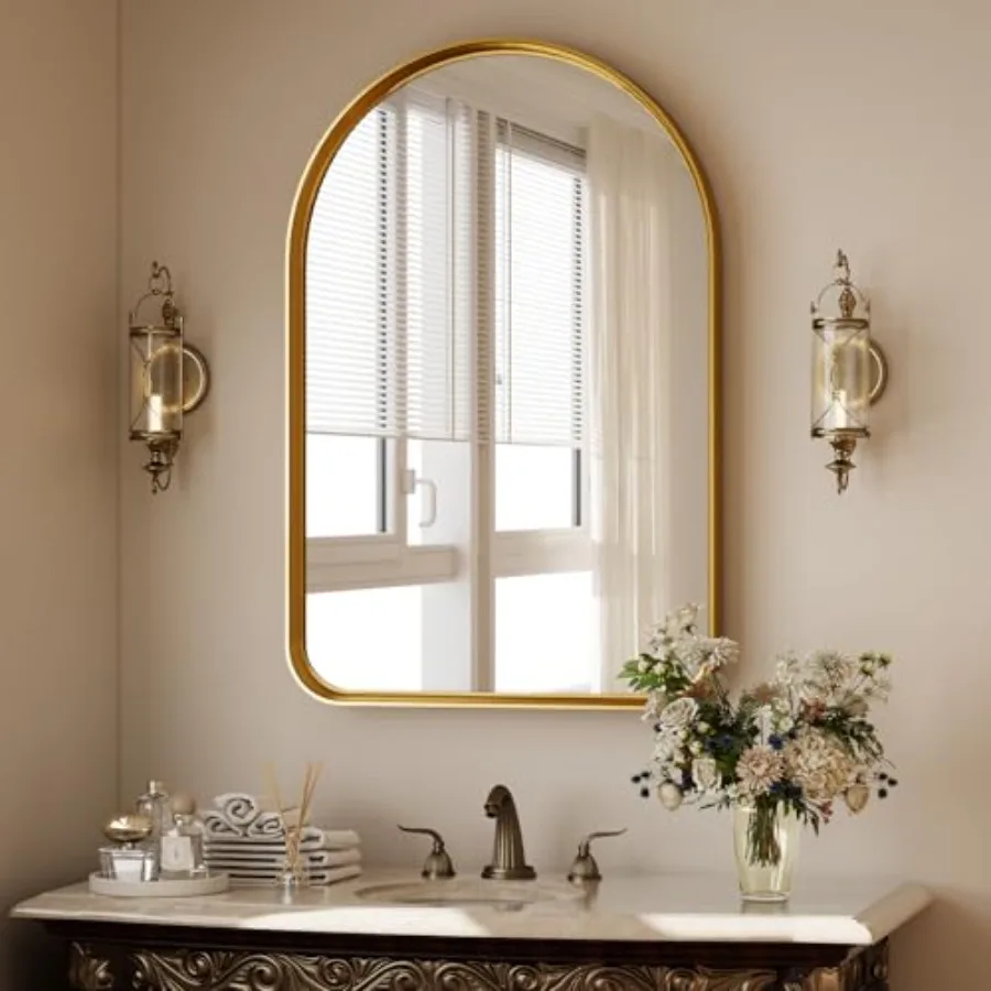 Arched Bathroom Mirror - 36x24 Inch Gold Bathroom Mirror for Wall - Aluminum Alloy Framed Mirror - Arched Top Bathroom Vanity M
Arched Bathroom Mirror - 36x24 Inch Gold Bathroom Mirror for Wall - Aluminum Alloy Framed Mirror - Arched Top Bathroom Vanity M