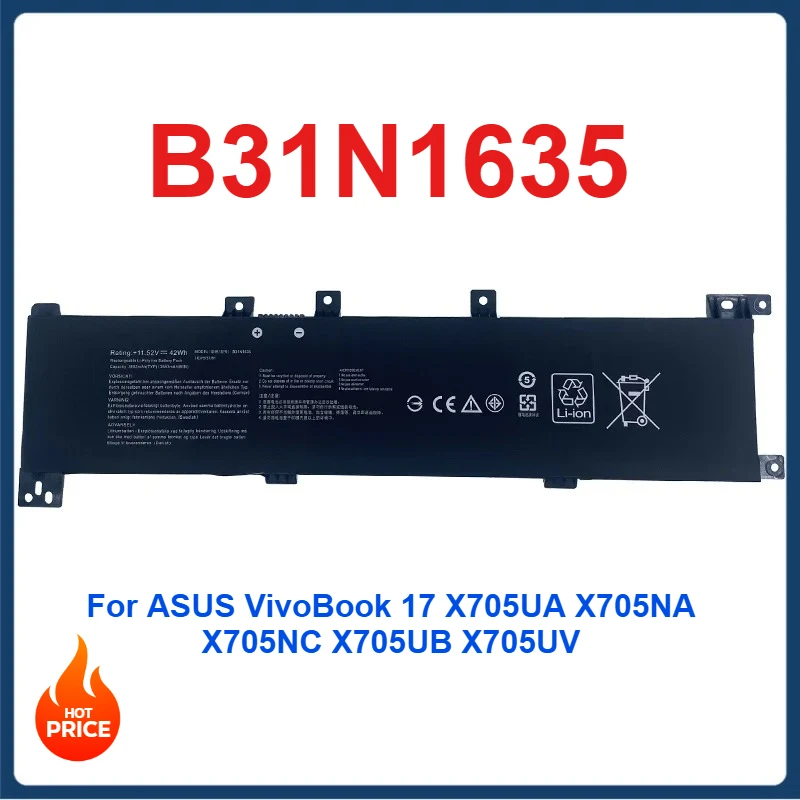 B31N1635 Аккумулятор для ноутбука ASUS VivoBook 17 X705UA X705NA X705NC X705UB X705UV R702UV N705UQ-EB76 A705UQ A705UA P1700UQ M705FN
B31N1635 Аккумулятор для ноутбука ASUS VivoBook 17 X705UA X705NA X705NC X705UB X705UV R702UV N705UQ-EB76 A705UQ A705UA P1700UQ M705FN