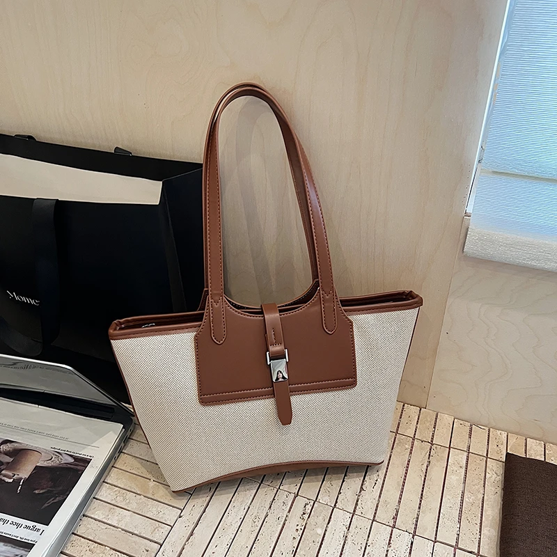 New PU Canvas Patchwork Tote Bag for Women High Fashion Large Handbags French Style Single Shoulder Bag Commuter Shopper Totes
New PU Canvas Patchwork Tote Bag for Women High Fashion Large Handbags French Style Single Shoulder Bag Commuter Shopper Totes