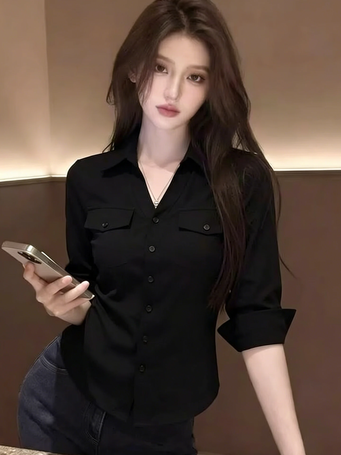 Elegant Color Shirt Single Button Five Sleeve Commute Top Women's Fashion Versatile Summer Shirt Korean Style Straight Cut
Elegant Color Shirt Single Button Five Sleeve Commute Top Women's Fashion Versatile Summer Shirt Korean Style Straight Cut