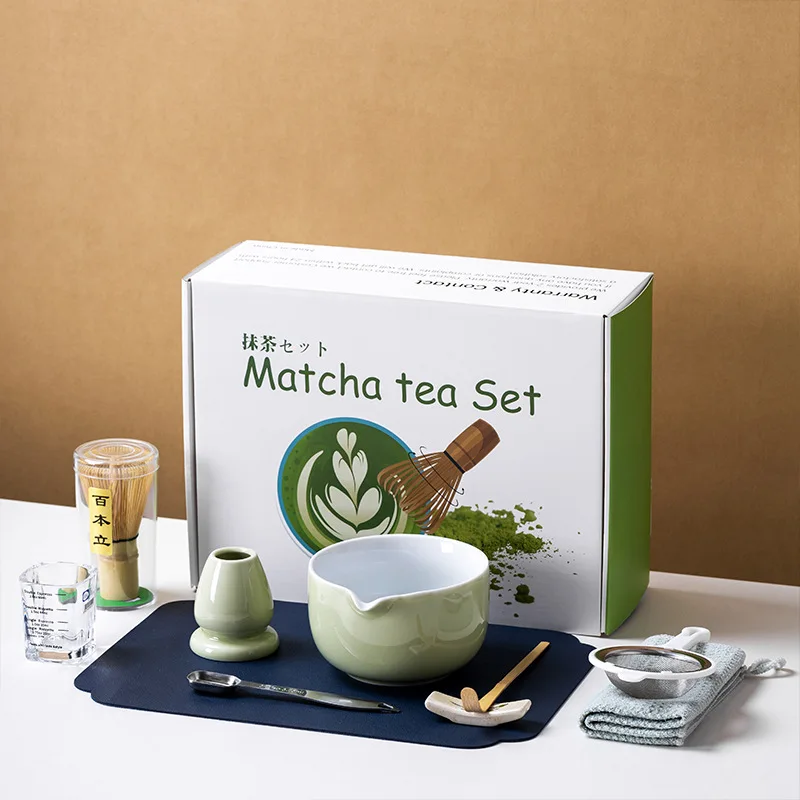 10 шт./компл. японский чайный сервиз Matcha премиум-класса — чаша Chawan и набор венчиков Chasen с 100 зубцами для церемонии, трансграничный 
10 шт./компл. японский чайный сервиз Matcha премиум-класса — чаша Chawan и набор венчиков Chasen с 100 зубцами для церемонии, трансграничный