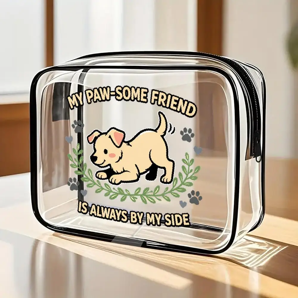 Clear PVC Zippered Cosmetic Bag Suitable For Travel Daily Use Kawaii Puppy Paw Print Makeup Organizer With Green Branch Hear
Clear PVC Zippered Cosmetic Bag Suitable For Travel Daily Use Kawaii Puppy Paw Print Makeup Organizer With Green Branch Hear