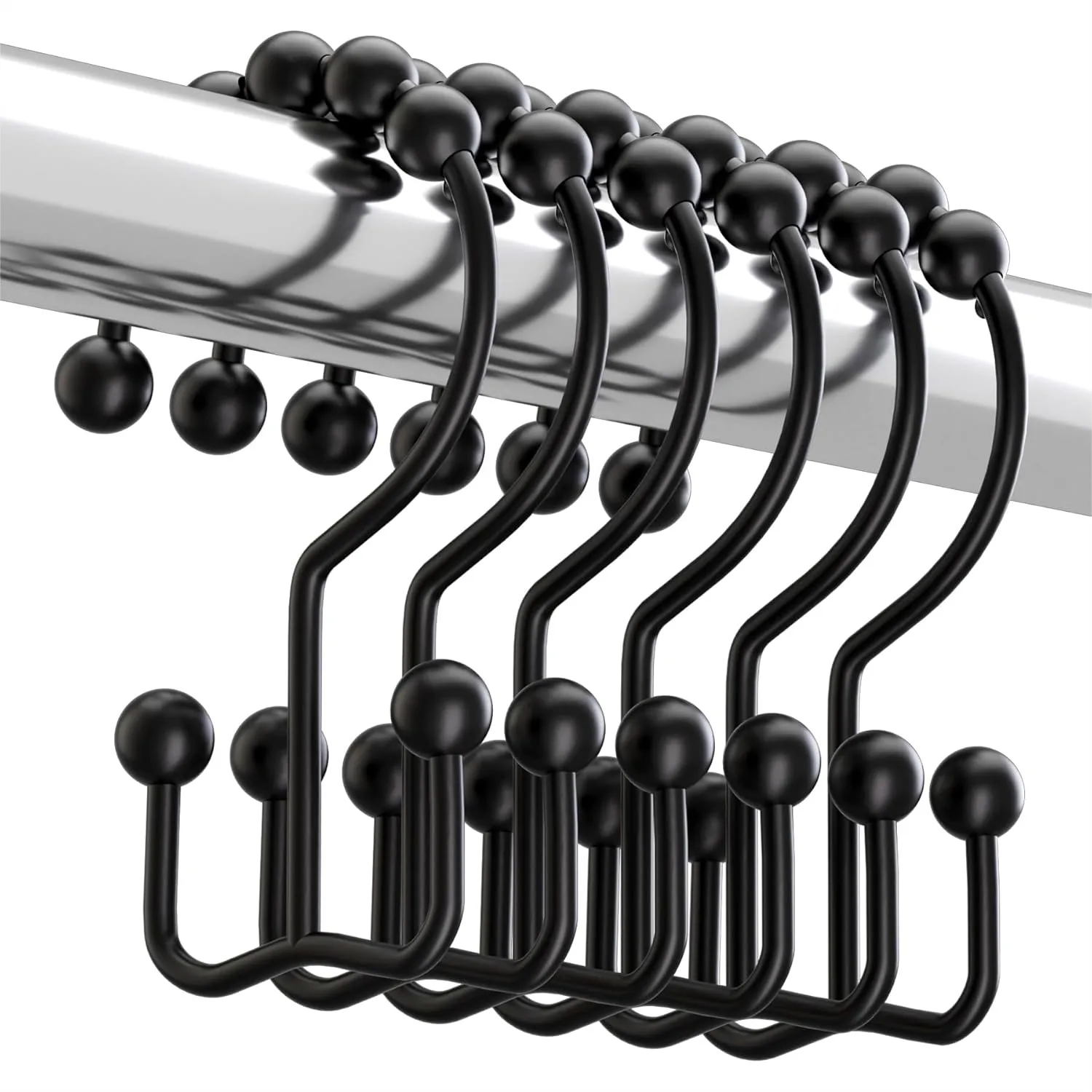 Shower Curtain Hooks Rings, Rust-Resistant Metal Double Glide Hooks for Smooth Gliding on Standard Rods, Set of 12 - Matte Black
Shower Curtain Hooks Rings, Rust-Resistant Metal Double Glide Hooks for Smooth Gliding on Standard Rods, Set of 12 - Matte Black