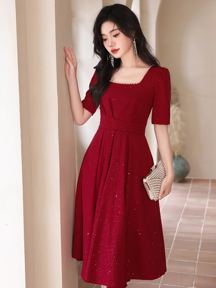 Summer 2026 plus Size Wedding Dress Wine Red Slimming Maternity Gown for Engagement Parties Performances Women's Evening Gown
Summer 2026 plus Size Wedding Dress Wine Red Slimming Maternity Gown for Engagement Parties Performances Women's Evening Gown