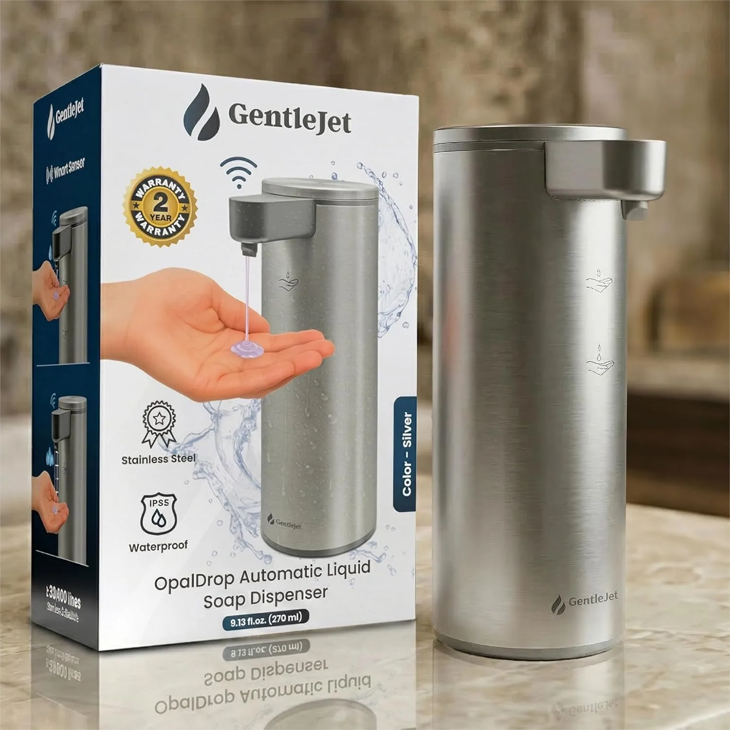 Touchless Liquid Soap Dispenser for Kitchen Sink, USB-C Rechargeable, 304 Stainless Steel, 270 ml
Touchless Liquid Soap Dispenser for Kitchen Sink, USB-C Rechargeable, 304 Stainless Steel, 270 ml