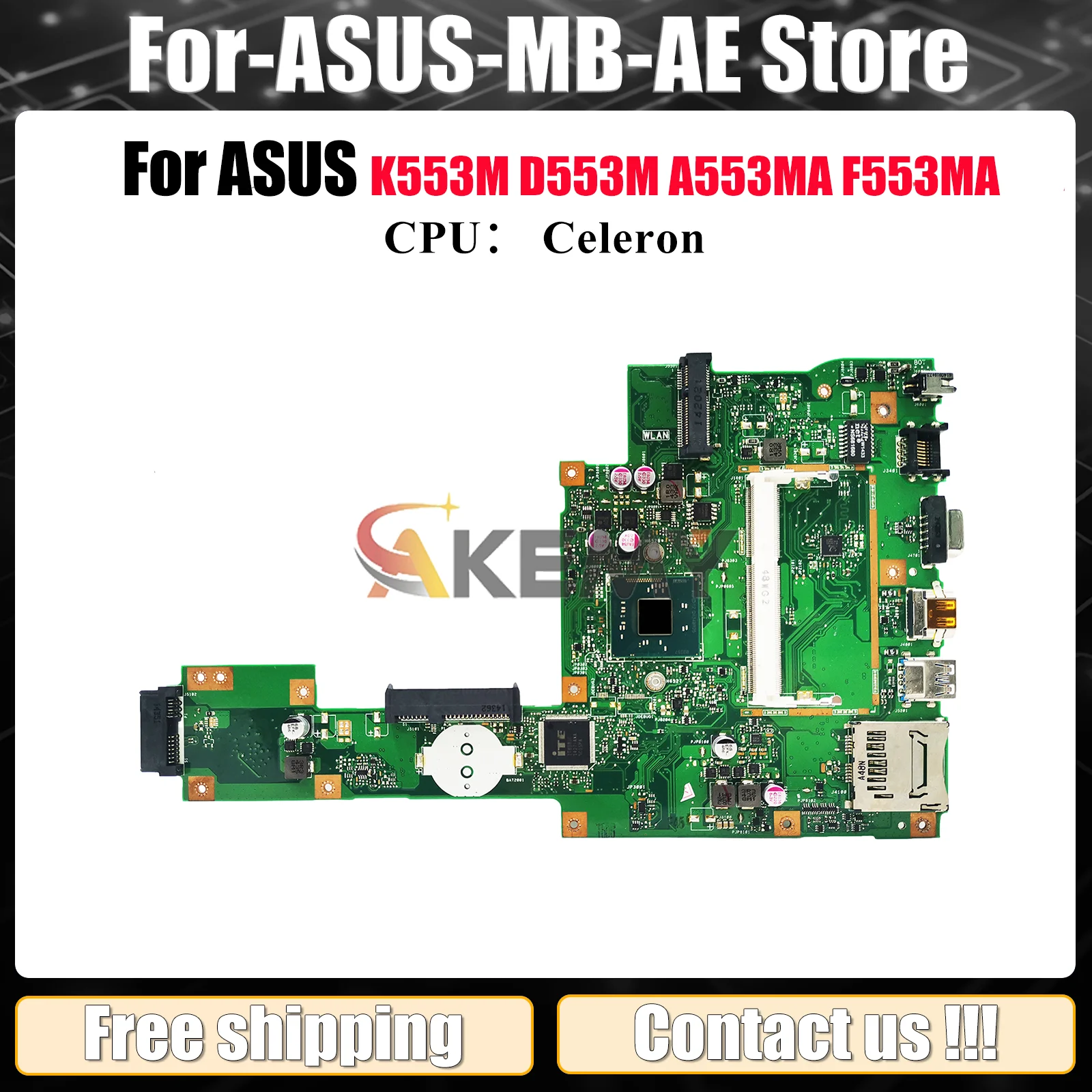 X553MA Laptop Motherboard For ASUS VivoBook X553MA X553M D553M K553M A553MA F553MA Mainboard With Celeron CPU 100% tests OK stk
X553MA Laptop Motherboard For ASUS VivoBook X553MA X553M D553M K553M A553MA F553MA Mainboard With Celeron CPU 100% tests OK stk