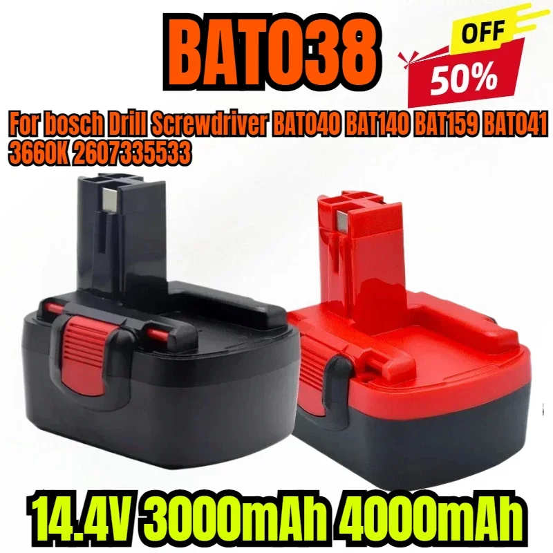 For Bosch 14.4V 3000mAh Rechargeable Battery For bosch Drill Screwdriver BAT038 BAT040 BAT140 BAT159 BAT041 3660K 2607335533
For Bosch 14.4V 3000mAh Rechargeable Battery For bosch Drill Screwdriver BAT038 BAT040 BAT140 BAT159 BAT041 3660K 2607335533