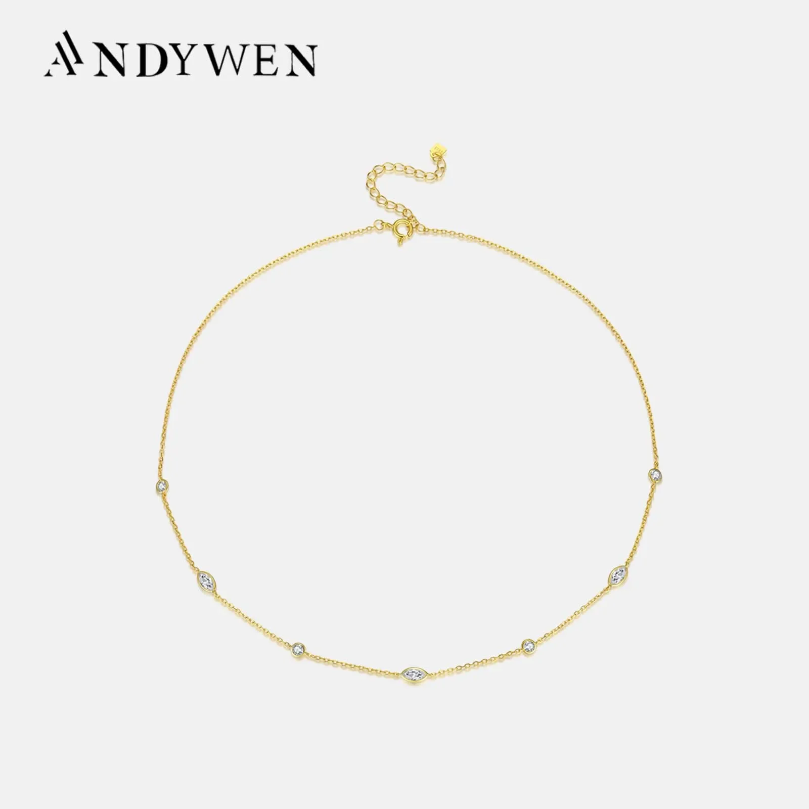 ANDYWEN New 925 Sterling Silver Gold CZ Marqulse Zircon Charm Choker Necklace Long Chain Charm Fine Jewelry For Women 2024 Party
ANDYWEN New 925 Sterling Silver Gold CZ Marqulse Zircon Charm Choker Necklace Long Chain Charm Fine Jewelry For Women 2024 Party