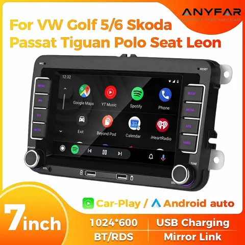 7 "2 Din HD voiture médias vidéo RDS Airplay autoradio CarPlay Android Auto Audio stéréo pour Volkswagen/Seat/Skoda/Passat/Golf/Polo
