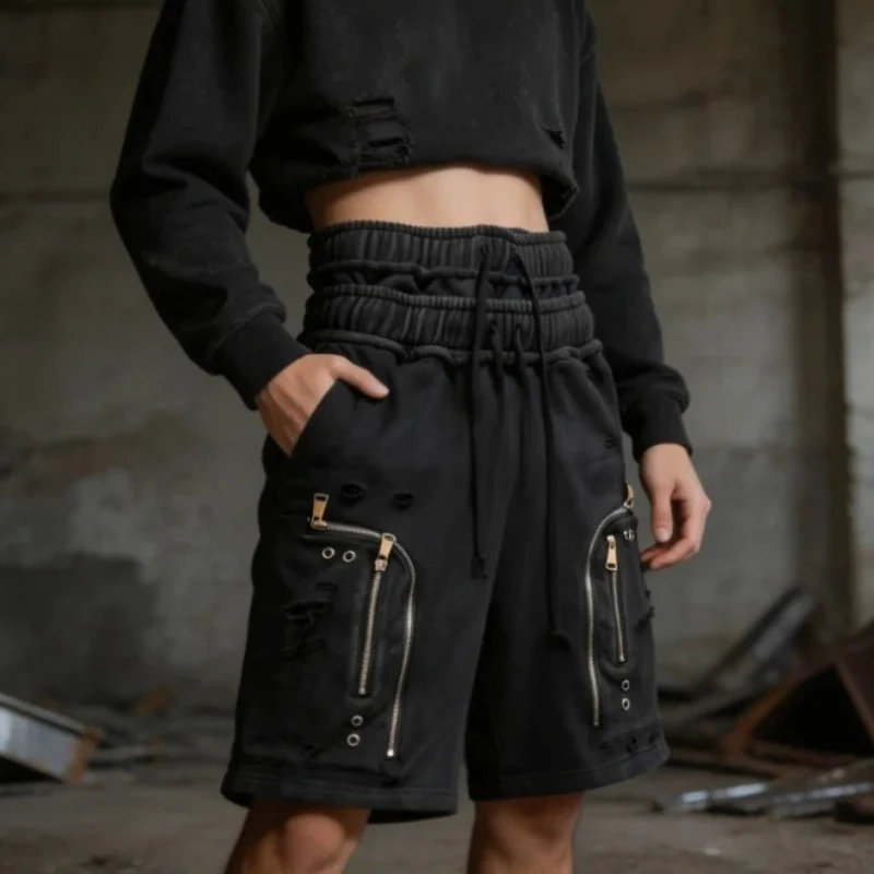 Streetwear Grunge Men Jorts Double Waistband Zip Cargo Pants Distressed Wash High Street Casual Harajuku Punk Shorts Unisex Y2K
Streetwear Grunge Men Jorts Double Waistband Zip Cargo Pants Distressed Wash High Street Casual Harajuku Punk Shorts Unisex Y2K