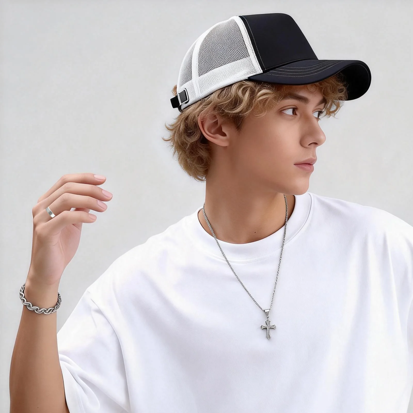 Fashion Men Jewelry Set, 3PCS Christianity Necklace Bracelet Ring, Combo Cross Pendant Personality Fashion Jewelry for Boyfriend
Fashion Men Jewelry Set, 3PCS Christianity Necklace Bracelet Ring, Combo Cross Pendant Personality Fashion Jewelry for Boyfriend