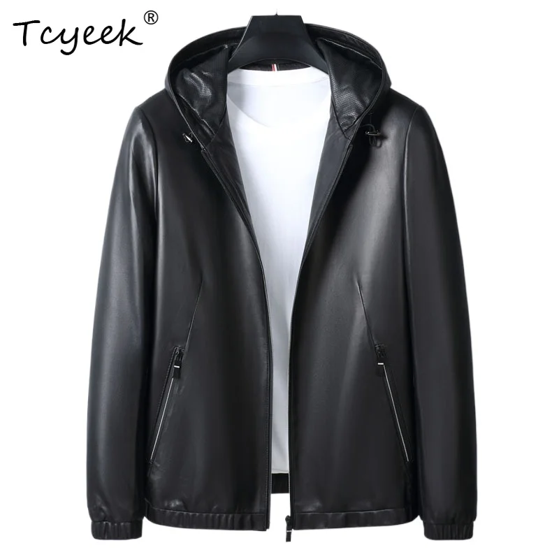 Tcyeek Real Sheepskin Spring Autumn High End Trendy Black Hooded Men Leather Jacket Woman Jaqueta De Couro Legítimo Feminina 
Tcyeek Real Sheepskin Spring Autumn High End Trendy Black Hooded Men Leather Jacket Woman Jaqueta De Couro Legítimo Feminina