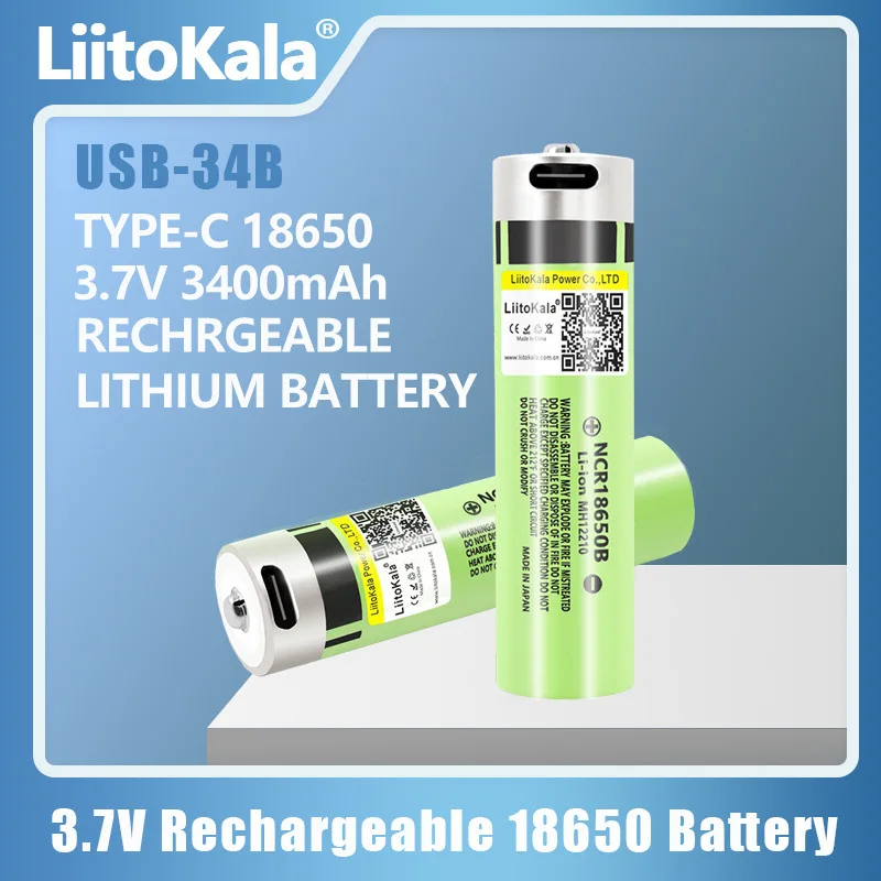 Оригинальный новый аккумулятор LiitoKala USB 18650 34B 3400 мАч, разряд 3,7 В, 20 А, предназначенный для аккумуляторов энергии, аксессуары 
Оригинальный новый аккумулятор LiitoKala USB 18650 34B 3400 мАч, разряд 3,7 В, 20 А, предназначенный для аккумуляторов энергии, аксессуары