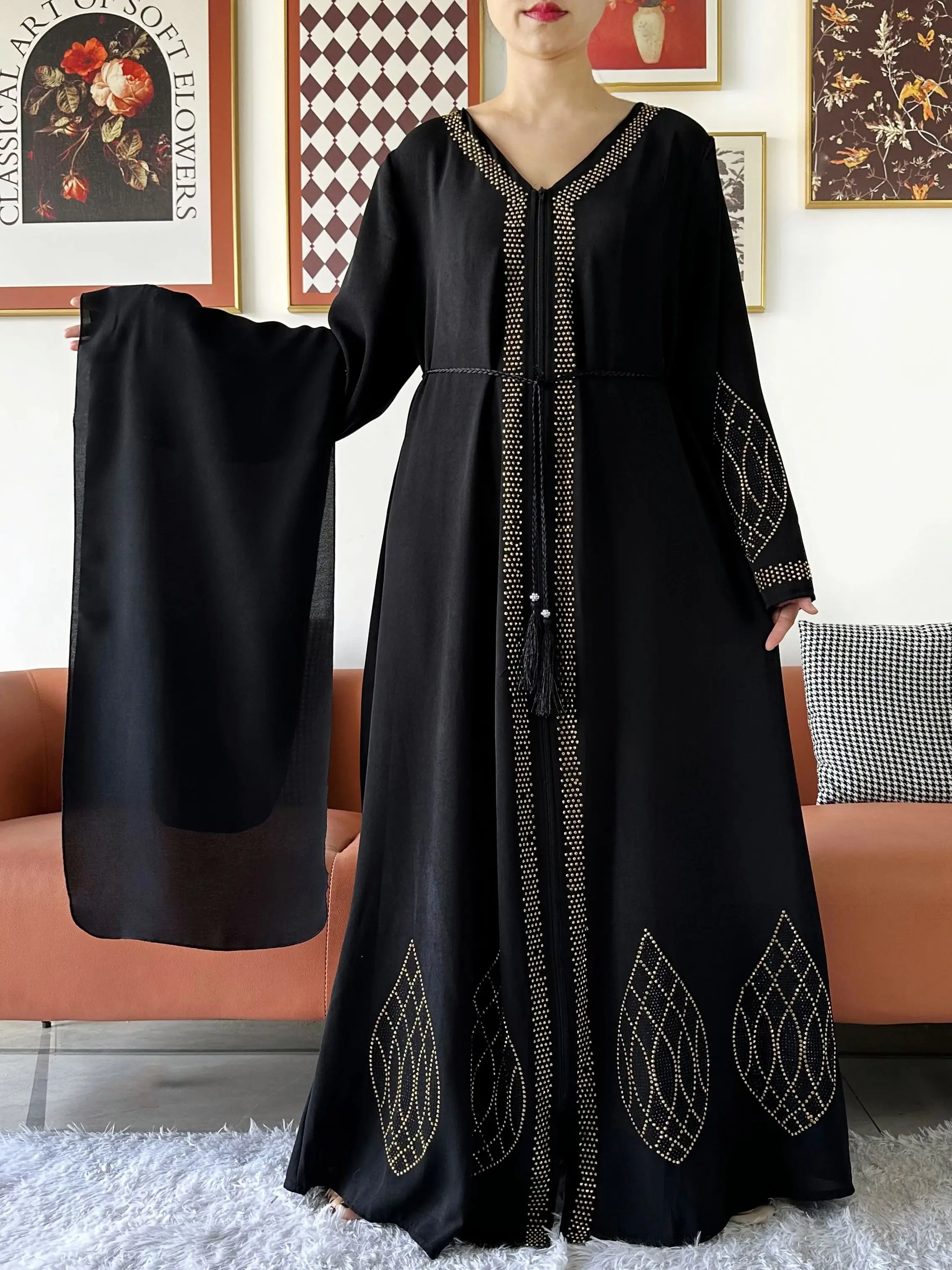 Elegant Women's Party Dress Chiffon Loose Open Zipper Abaya Muslim Islamic Clothing Cardigan Style for Special Occasions
Elegant Women's Party Dress Chiffon Loose Open Zipper Abaya Muslim Islamic Clothing Cardigan Style for Special Occasions
