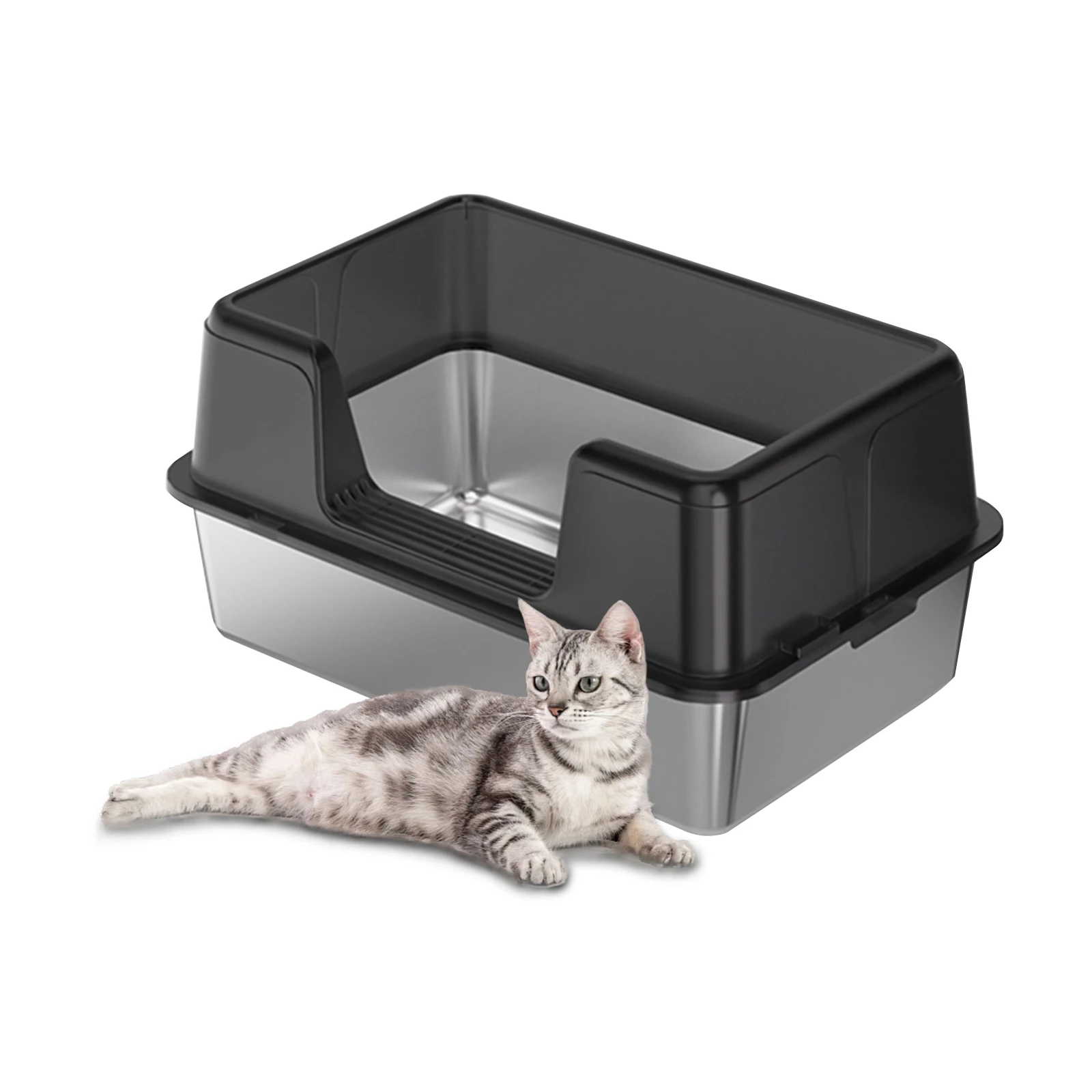 Stainless Steel Litter Box With Lid High Sided Litter Box Suitable For Middle and Small Cats Splash-Proof Cat Litter Box
Stainless Steel Litter Box With Lid High Sided Litter Box Suitable For Middle and Small Cats Splash-Proof Cat Litter Box