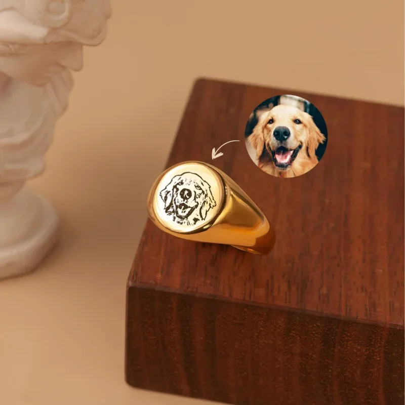 Stainless Steel Round Custom Photo Name Finger Ring Logo Dog Cat Human Picture Personalized Engraved Signet Ring Jewelry Gift
Stainless Steel Round Custom Photo Name Finger Ring Logo Dog Cat Human Picture Personalized Engraved Signet Ring Jewelry Gift