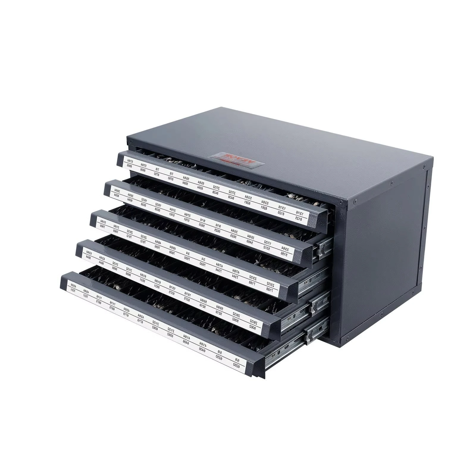 Heavy-Duty Drill Bit Storage – 5-Drawer Steel Organizer – Fits 33/64"-63/64" Bits – Compact Stackable System w/ Clear Labels
Heavy-Duty Drill Bit Storage – 5-Drawer Steel Organizer – Fits 33/64"-63/64" Bits – Compact Stackable System w/ Clear Labels