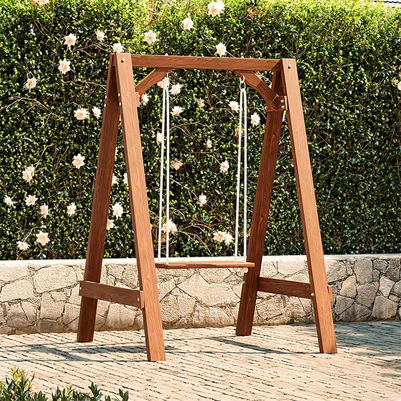 Outdoor Garden Swings Chair Casual Single Adults and Children Safe and Secure Wooden Swings Set with Frame
Outdoor Garden Swings Chair Casual Single Adults and Children Safe and Secure Wooden Swings Set with Frame