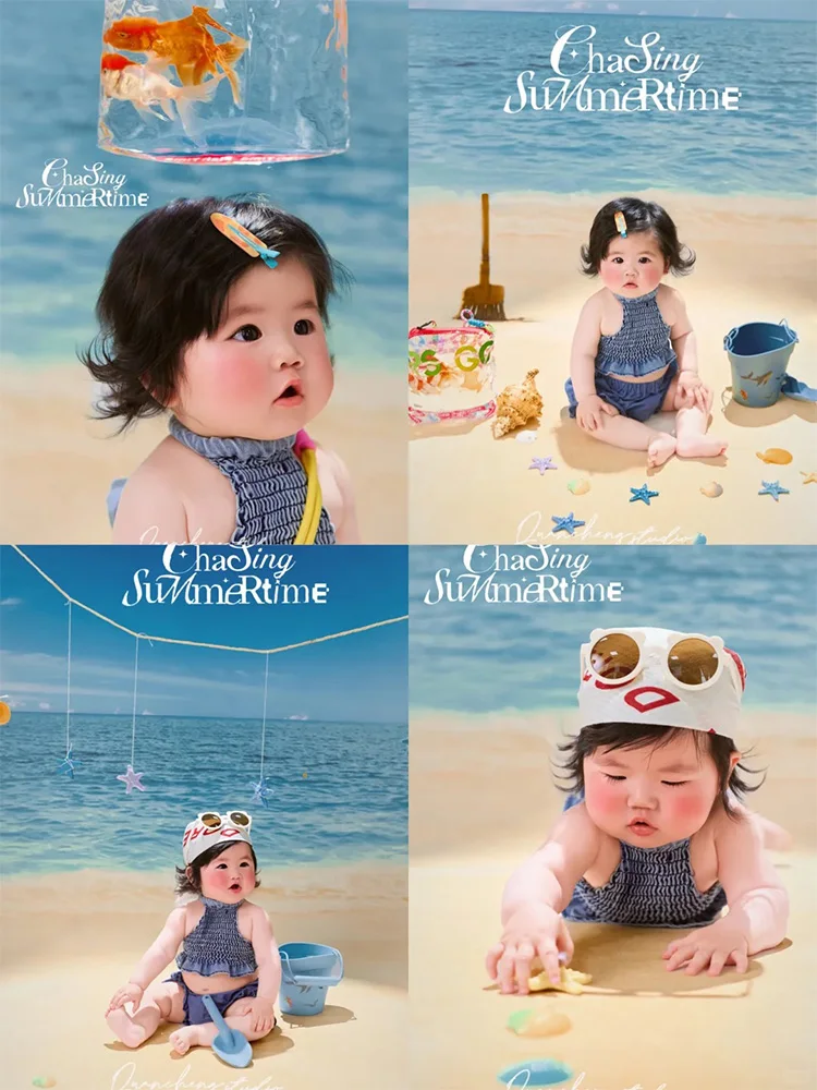 Summer Seaside Theme Toddler Beach Photography Outfit&props Set Shells Bucket Decorations for 1 Year Old Baby Milestone Session
Summer Seaside Theme Toddler Beach Photography Outfit&props Set Shells Bucket Decorations for 1 Year Old Baby Milestone Session