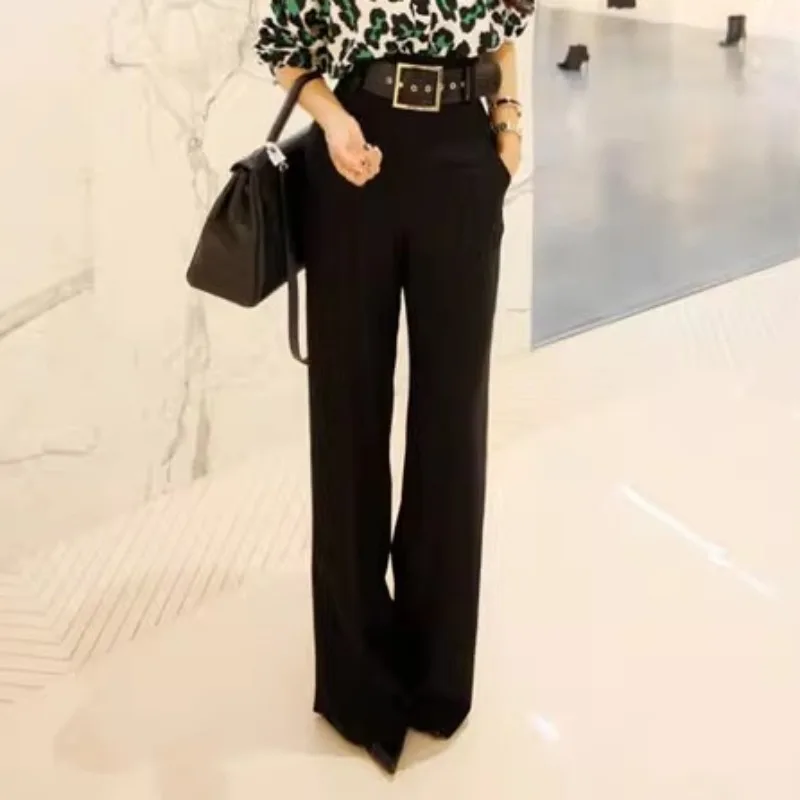 Chic Black Wide Leg Pants Women with Sashes Korean Elegant Y2k Clothes Streetwear Business Bottom Trousers Office Lady
Chic Black Wide Leg Pants Women with Sashes Korean Elegant Y2k Clothes Streetwear Business Bottom Trousers Office Lady