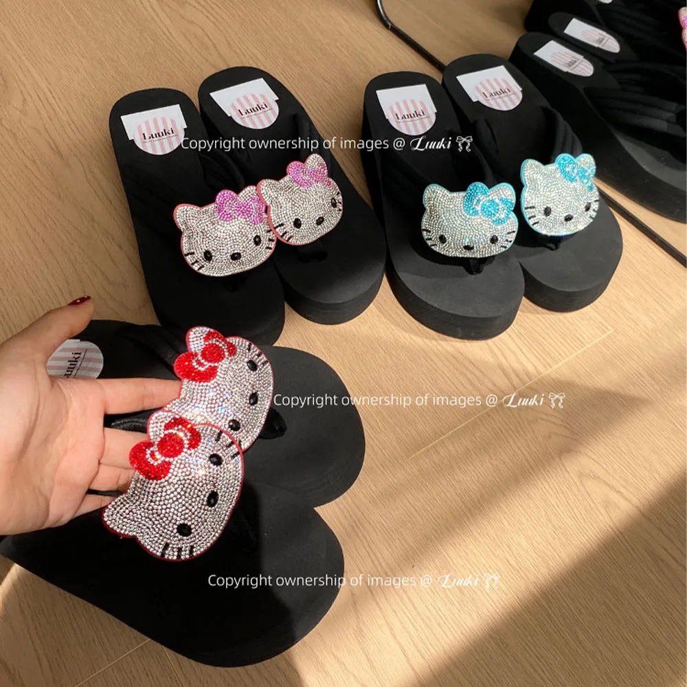 Hello Kitty Bling Flip Flops for Women, Cute Rhinestone Kitty Platform Thong Sandals, Non-Slip Thick Sole Summer Beach Slides
Hello Kitty Bling Flip Flops for Women, Cute Rhinestone Kitty Platform Thong Sandals, Non-Slip Thick Sole Summer Beach Slides