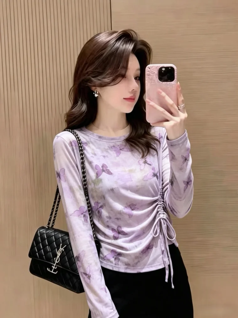 Purple Gradient Long Sleeve Mesh T-Shirt Women's Early Spring New Style Drawstring Waist Thin Sunshade Shirt Korean Style Sli...
Purple Gradient Long Sleeve Mesh T-Shirt Women's Early Spring New Style Drawstring Waist Thin Sunshade Shirt Korean Style Sli...