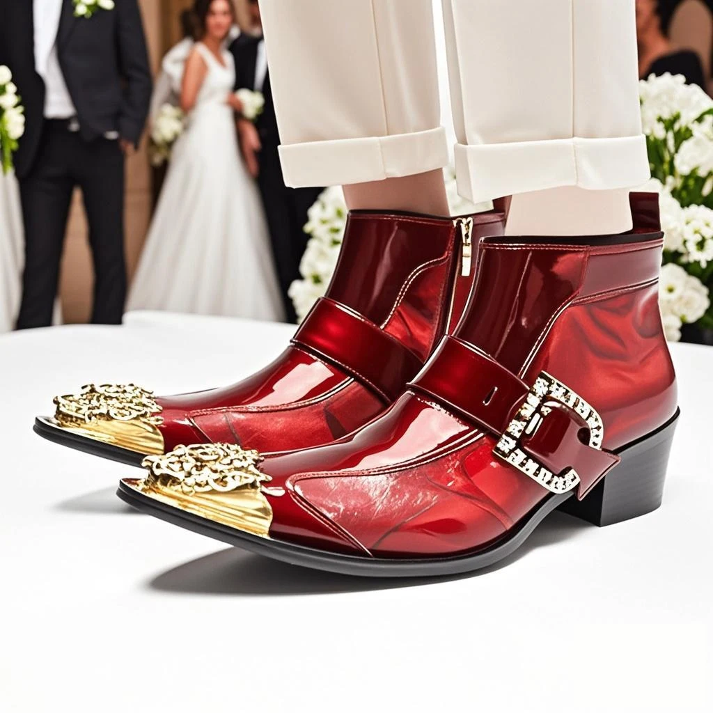 Spring Men boots Red Rivet Tip Leather boots Model Social contact Increase Show Patent leather high-heeled Men's boots
Spring Men boots Red Rivet Tip Leather boots Model Social contact Increase Show Patent leather high-heeled Men's boots
