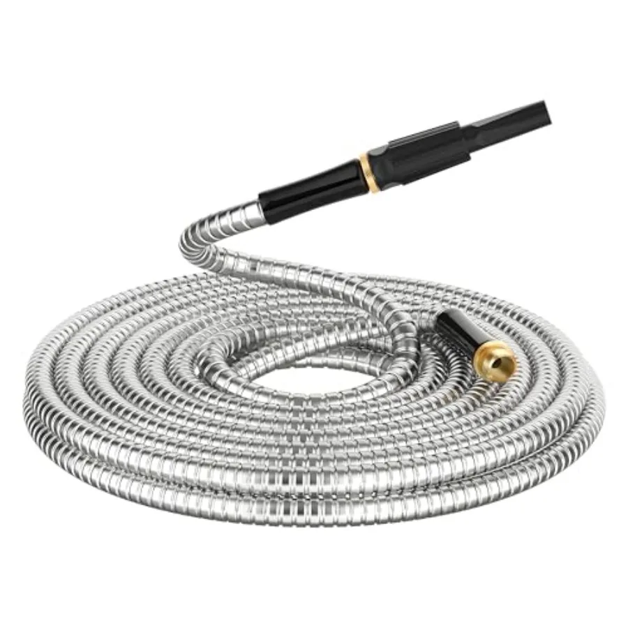Non-Expandable Metal Garden Hose 50 Feet with Sprayer Nozzle, Flexible, No Kinking, Lightweight and Heavy Duty Water Pipe, Stai
Non-Expandable Metal Garden Hose 50 Feet with Sprayer Nozzle, Flexible, No Kinking, Lightweight and Heavy Duty Water Pipe, Stai