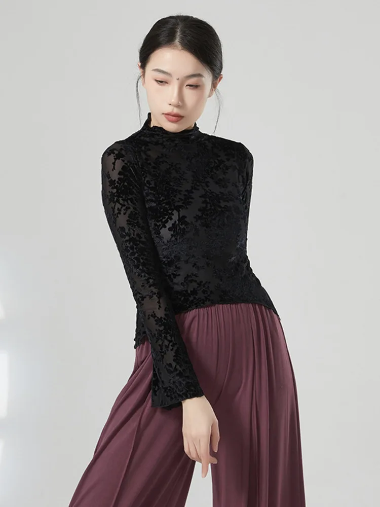 Contemporary Dance Classical Flocking Mesh Long Sleeved Top Chinese Modern Dance Practice Costume Body Costume Modern Dance
Contemporary Dance Classical Flocking Mesh Long Sleeved Top Chinese Modern Dance Practice Costume Body Costume Modern Dance
