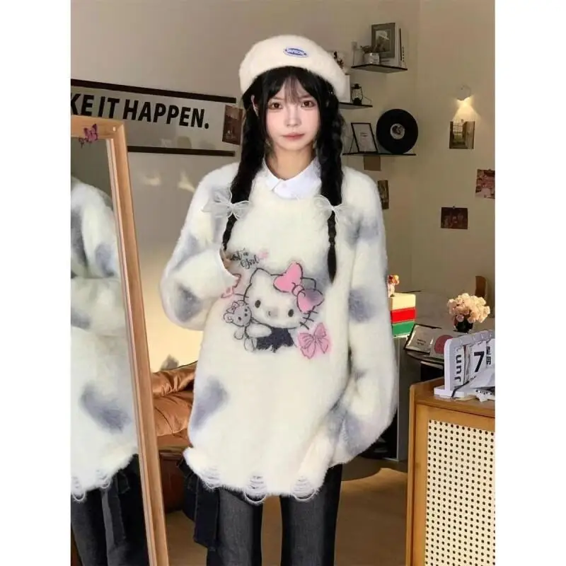 Sanrio Hello Kitty women's Pullover Sweater Knit Autumn Winter Cute Petite Loose Fit Casual Tie Dye Pattern Fashion Style
Sanrio Hello Kitty women's Pullover Sweater Knit Autumn Winter Cute Petite Loose Fit Casual Tie Dye Pattern Fashion Style