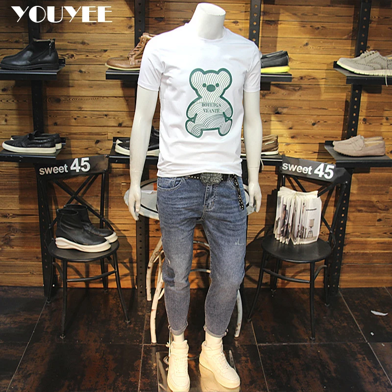 New T-shirts For Man Bear Print Short Sleeve Slim Fit Fashion Tees Youth Couples Same Tshirt Hot Sale high-quality Men's Clothes
New T-shirts For Man Bear Print Short Sleeve Slim Fit Fashion Tees Youth Couples Same Tshirt Hot Sale high-quality Men's Clothes