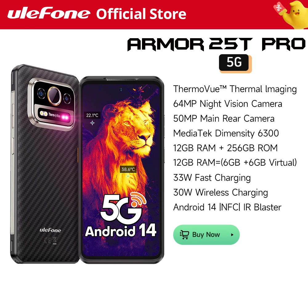 Ulefone Armor 25T Pro 5G Прочный телефон Android 14 30 Вт Беспроводная зарядка 50 МП + 64 МП Ночной NFC Водонепроницаемый смартфон
Ulefone Armor 25T Pro 5G Прочный телефон Android 14 30 Вт Беспроводная зарядка 50 МП + 64 МП Ночной NFC Водонепроницаемый смартфон