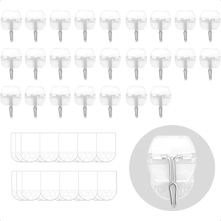 25 Clear Small Wall Hooks with 30 Removable Strips Wire Toggle Hooks for Walls no Damage Utility Hooks Heavy Duty with Adhesive
25 Clear Small Wall Hooks with 30 Removable Strips Wire Toggle Hooks for Walls no Damage Utility Hooks Heavy Duty with Adhesive