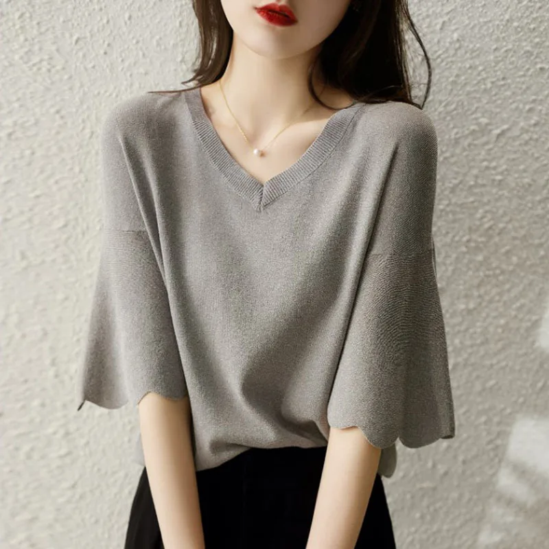 Knitted Sweater Women Pullovers V-Neck Women Clothing Knit Sweater Pullover Women Tops New Short Sleeve Sueters De Mujer Q3560
Knitted Sweater Women Pullovers V-Neck Women Clothing Knit Sweater Pullover Women Tops New Short Sleeve Sueters De Mujer Q3560